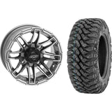 Set of 2 Mounted Wheel and Tire Kit Wheel: 14x7 4+3 4/156 Tire: 27x9-14 8 Ply