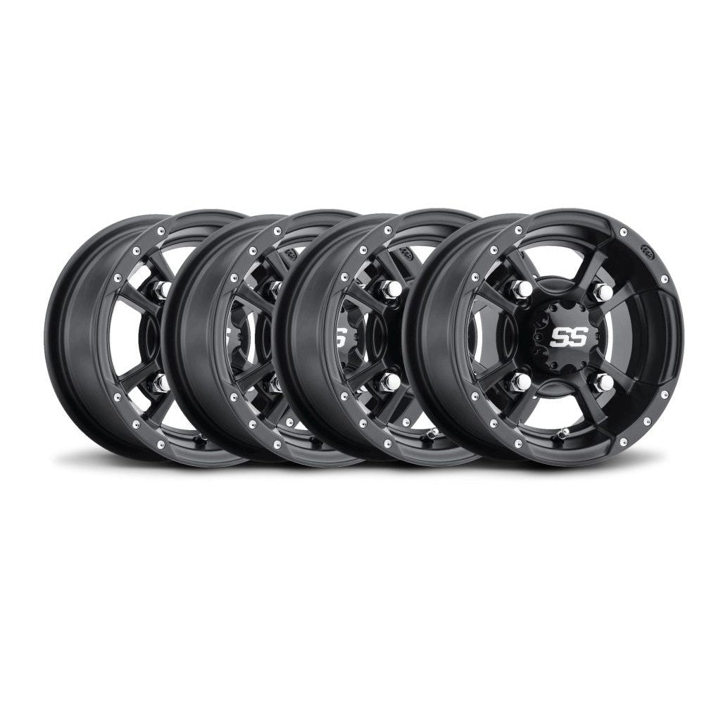 ITP Set of 4 SS112 Sport Alloy Wheel Black 10x5 4/144 3+2