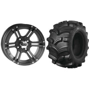 Set of 2 Mounted Wheel and Tire Kit Wheel: 12x7 2+5 4/110 Tire: 27x10-12 6 Ply