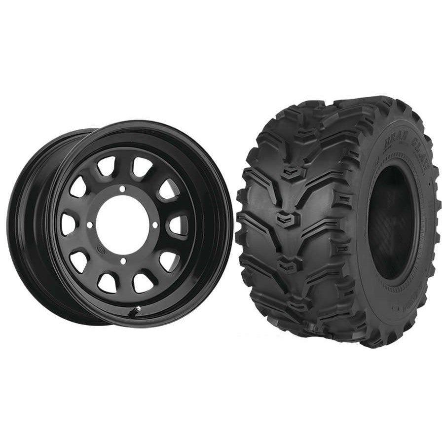 Set of 2 Mounted Wheel and Tire Kit Wheel: 12x7 4+3 4/156 Tire: 26x11-12 6 Ply