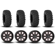 System 3 ST-4 Aluminum Gloss Black/Red 20" Wheels And XTR370 Tires [35x10-20]