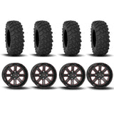 System 3 ST-4 Aluminum Gloss Black/Red 20" Wheels And XTR370 Tires [35x10-20]