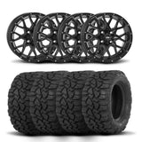 ITP Hurricane 12" Matte Black Wheels And Ultra Cross R-Spec Tires [27x10-12]
