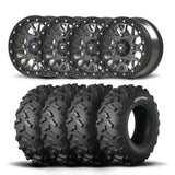 Juego de cuatro ruedas Bullite Rider de 15" grises y neumáticos Kenda K3203 Mastodon AT [33x10R-15]