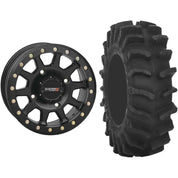Set of 2 Mounted Wheel and Tire Kit Wheel: 14x7 5+2 4/137 Tire: 28x9.5-14 8 Ply