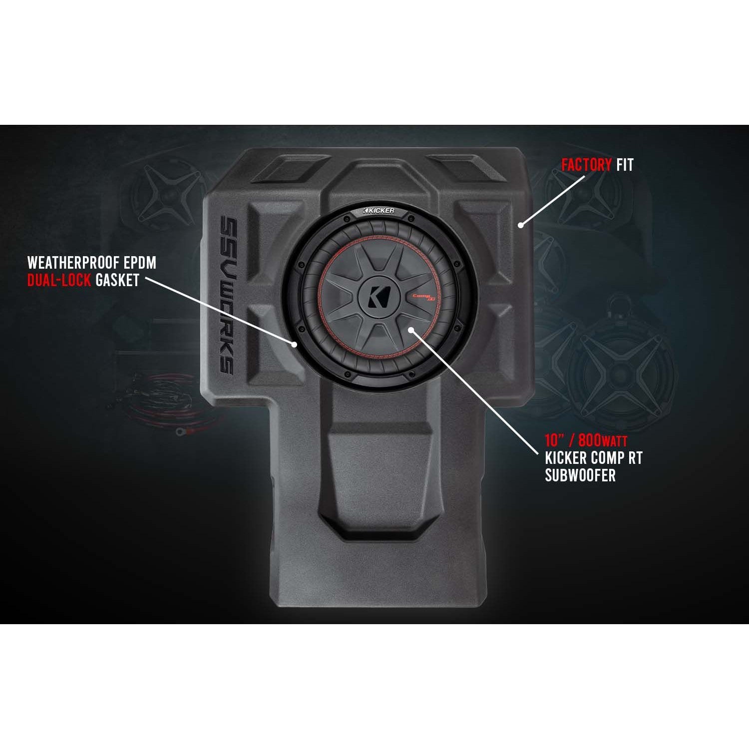 SSV Works 10" Kick Subwoofer Enclosure W/ 2 Speaker Audio Kit For Kawasaki KRF1000 20-22