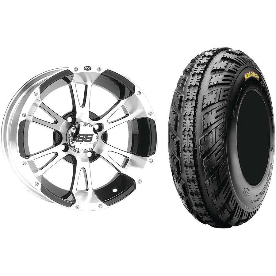 Set of 2 Mounted Wheel and Tire Kit Wheel: 10x5 3+2 4/144 Tire: 22x7-10 4 Ply