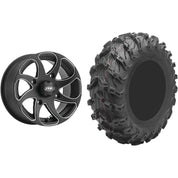 Set of 2 Mounted Wheel and Tire Kit Wheel: 14x7 5+2 4/110 Tire: 27x9-14 8 Ply
