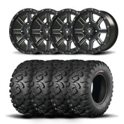 Set of Four Bullite Lancer Wheels 14" Black And Kenda K3201 Mastodon HT Tires [30x10R-14]