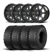 Set of Four Bullite Lancer Wheels 14" Black And Kenda K576A Kongur Tires [30x10R-14]