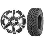 Set of 2 Mounted Wheel and Tire Kit Wheel: 12x7 4+3 4/156 Tire: 27x9-12 8 Ply