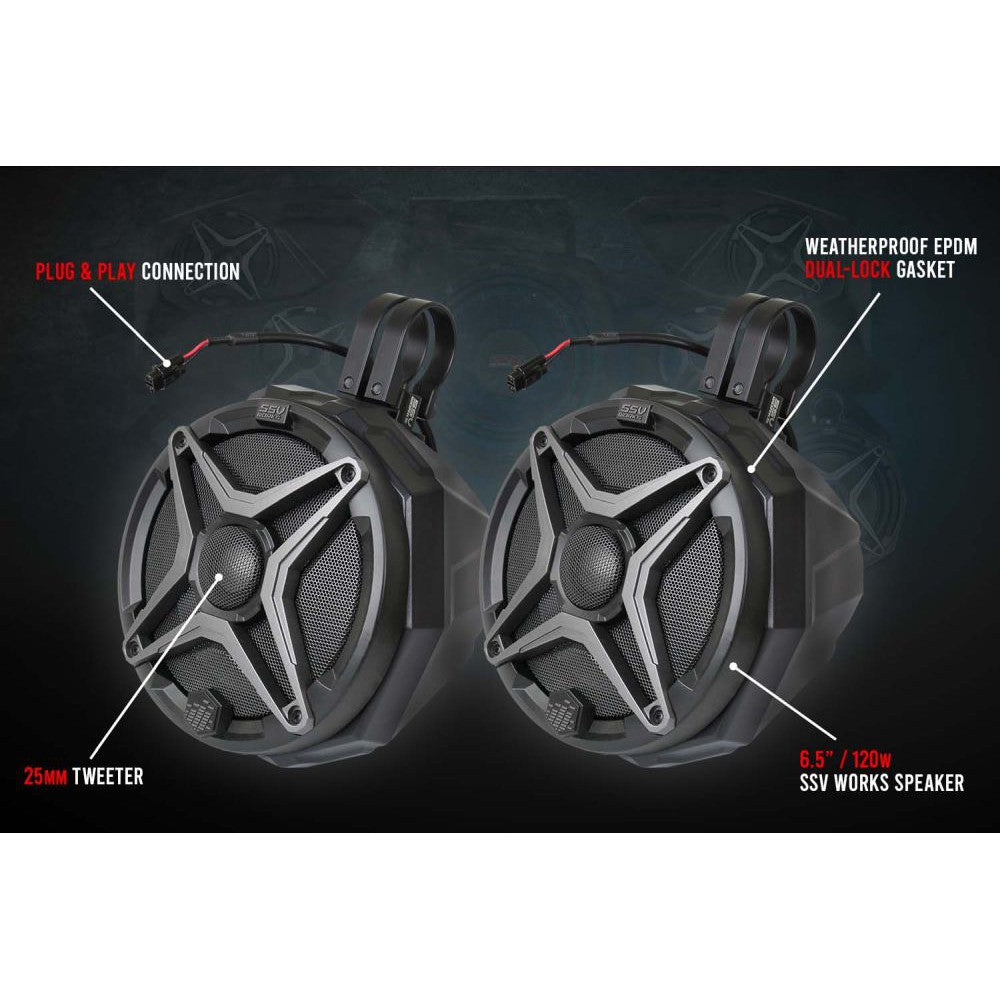 SSV Works 5-Speaker Plug-And-Play System For Polaris RZR Pro XP 2020-2022