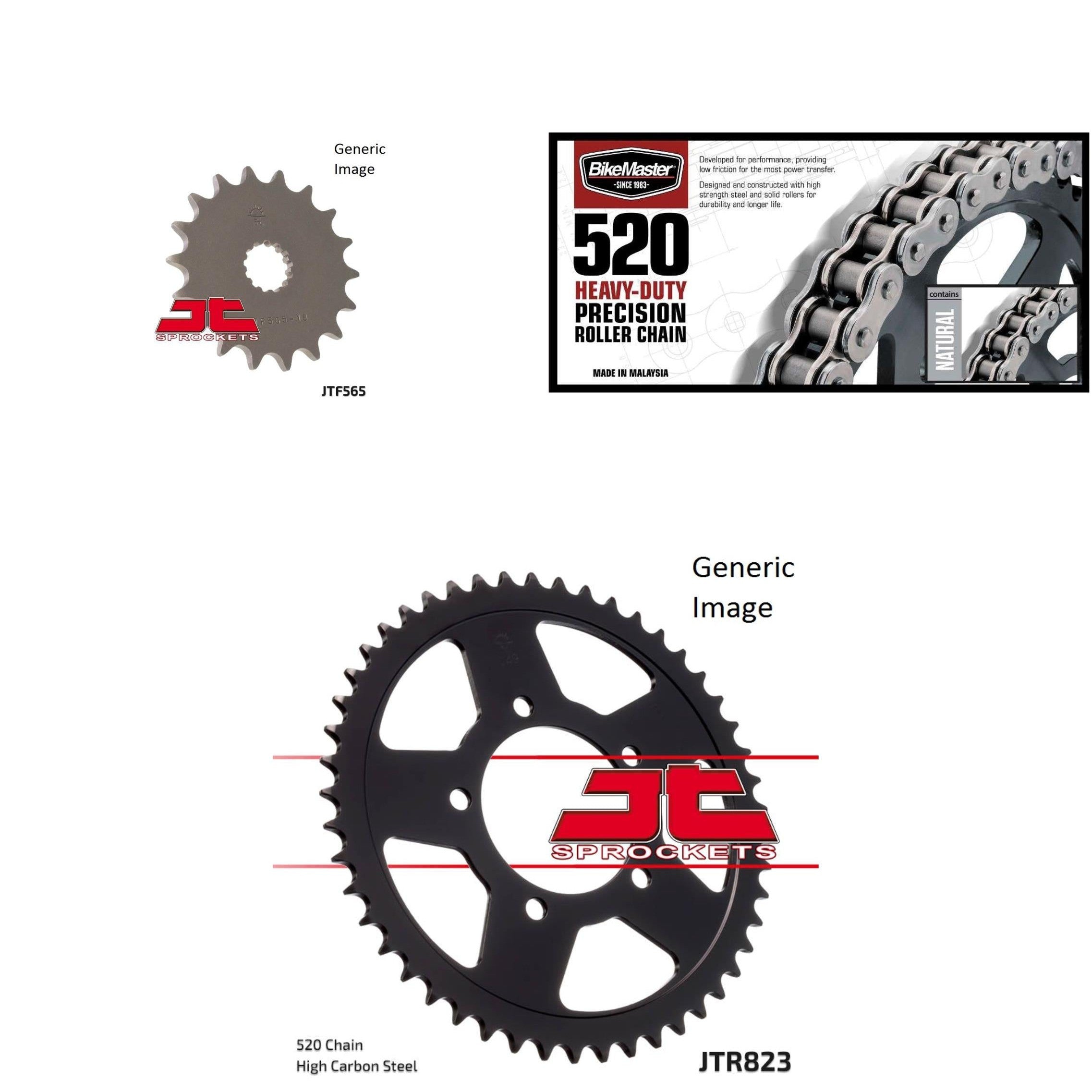 520H Heavy-Duty Chain Natural, Front & Rear Sprocket Kit GS500E 1989-1993 For Su