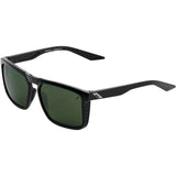 100% Renshaw Sunglasses Soft Tact Gloss Black with Ultra HD Grey/Green Lens - 61038-001-74
