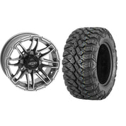Set of 2 Mounted Wheel and Tire Kit Wheel: 14x7 5+2 4/137 Tire: 28x10-14 8 Ply
