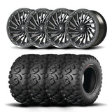 Juego de cuatro ruedas Bullite Blade de 14" grises y neumáticos Kenda K3201 Mastodon HT [28x9R-14]