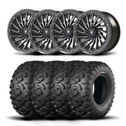 Set of Four Bullite Blade Wheels 14" Gray And Kenda K3201 Mastodon HT Tires [28x10R-14]