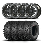 Set of Four Bullite Rider Wheels 14" Gray And Kenda K3201 Mastodon HT Tires [26x11R-14]