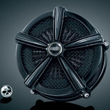 Kit de filtro de aire Kuryakyn Hypercharger ES cromado y negro para Harley Twin-Cam 01-17