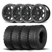 Set of Four Bullite Ruler Wheels 14" Gray And Kenda K576A Kongur Tires [30x10R-14]