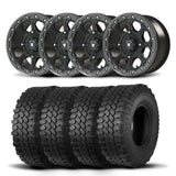 Set of Four Bullite Ruler Wheels 14" Gray And Kenda K576A Kongur Tires [30x10R-14]