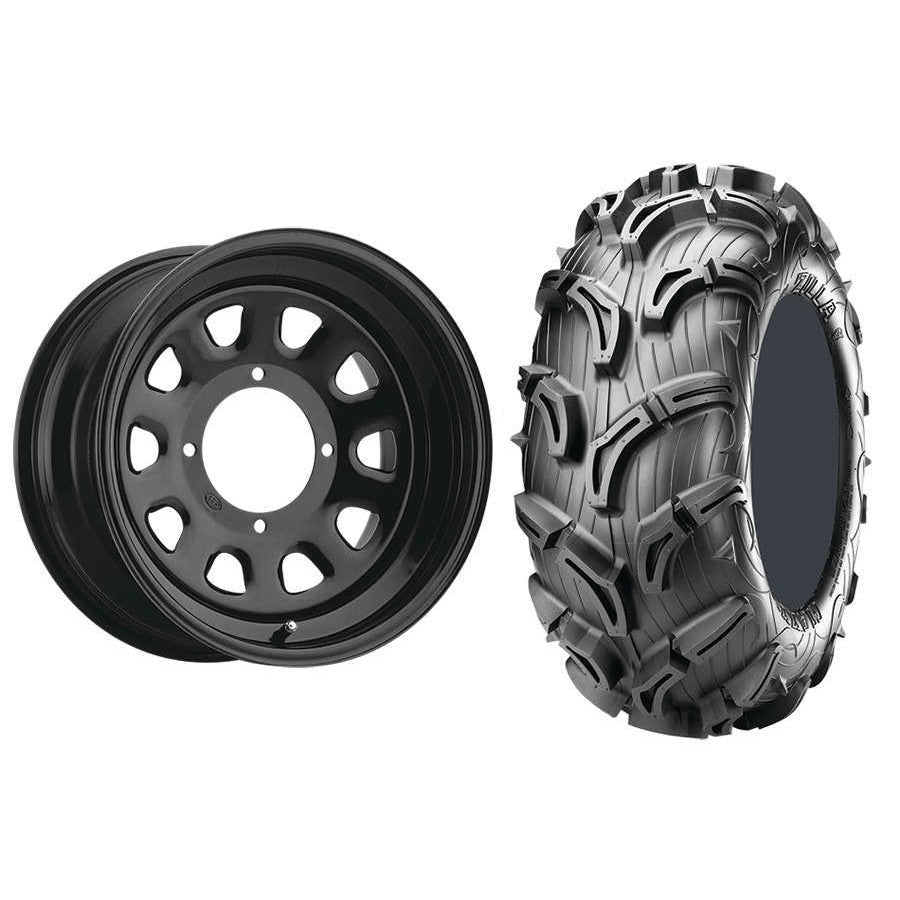 Set of 2 Mounted Wheel and Tire Kit Wheel: 14x7 2+5 4/110 Tire: 26x11-14 6 Ply