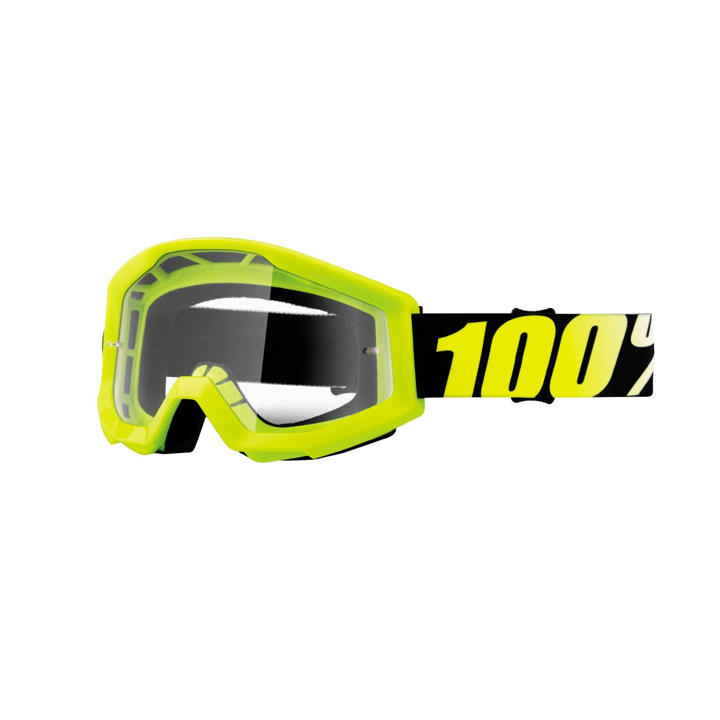 100% Gen1 Strata Goggles Neon Yellow with Clear Lens - 50400-004-02