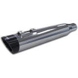Sistema de escape completo cromado Two Brothers Racing Comp-S 2 en 1 con tapa negra de corte oblicuo 005-4640199-S