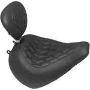 Mustang Wide Tripper Solo Seat Diamond Stitch With Backrest Black 83061