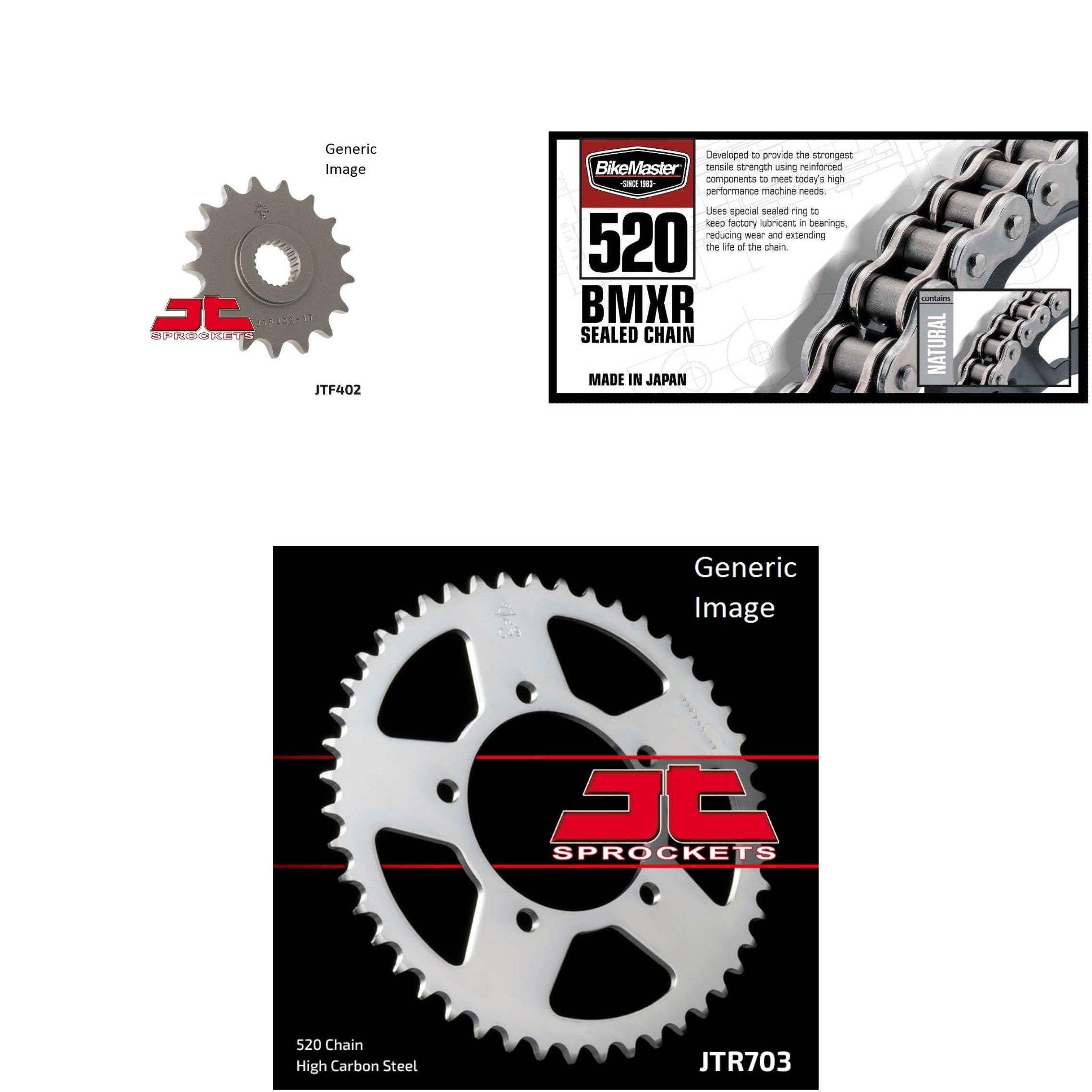 520 BMXR Chain Natural, Front & Rear Sprocket Kit for BMW 650 Xmoto 2007-2008