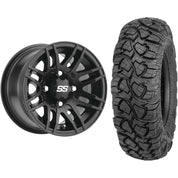 Set of 2 Mounted Wheel and Tire Kit Wheel: 14x7 2+5 4/110 Tire: 27x10-14 8 Ply