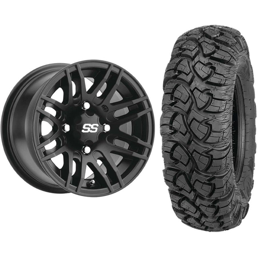 Set of 2 Mounted Wheel and Tire Kit Wheel: 14x7 2+5 4/110 Tire: 27x10-14 8 Ply