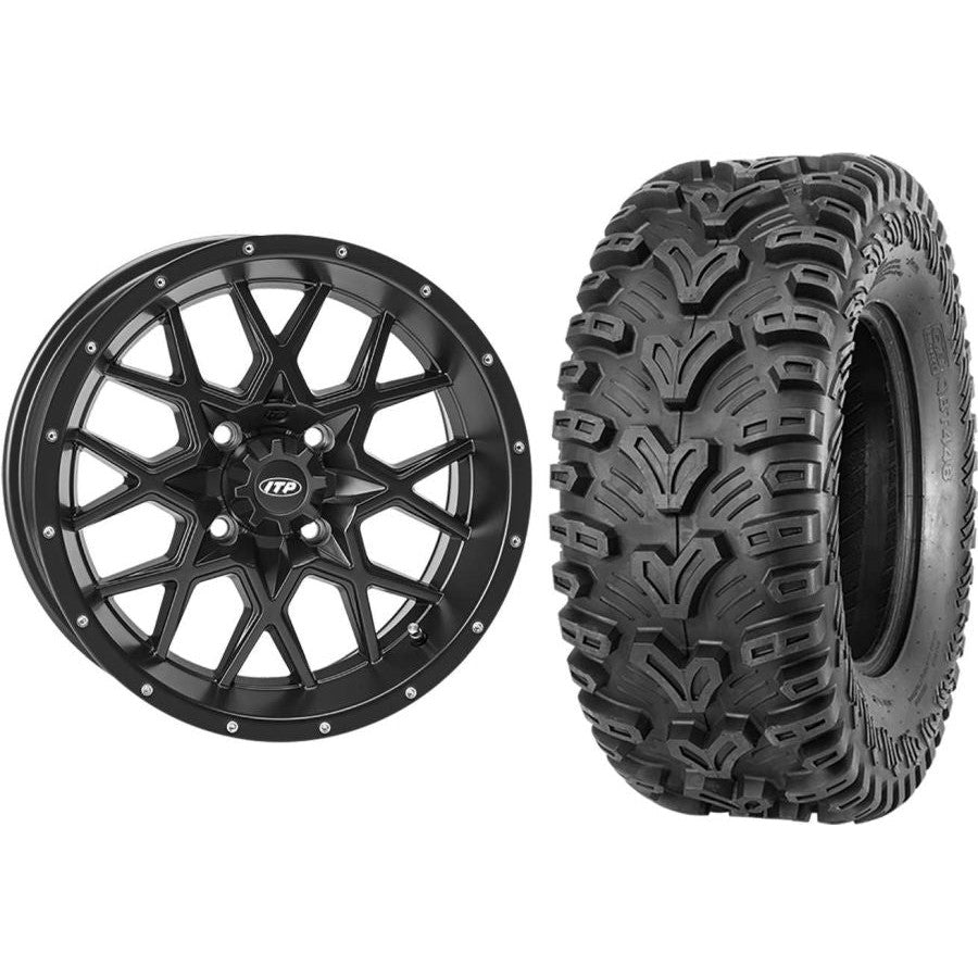 Set of 2 Mounted Wheel and Tire Kit Wheel: 14x7 5+2 4/110 Tire: 28x10-14 6 Ply
