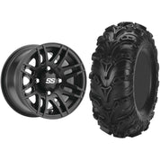Set of 2 Mounted Wheel and Tire Kit Wheel: 14x7 5+2 4/110 Tire: 28x9-14 6 Ply