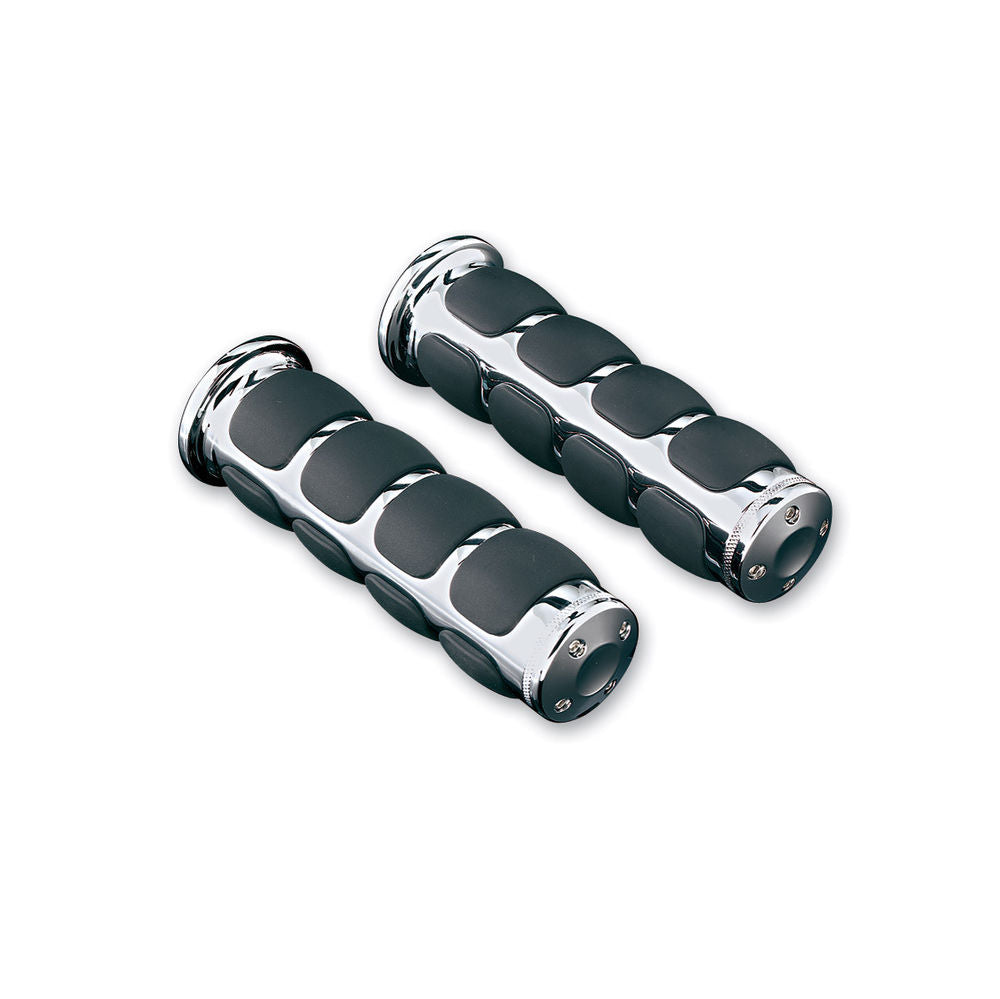 KURYAKYN CHROME ISO GRIPS UNIVERSAL FOR 1" HANDLEBARS DAMPENS VIBRATION 6240