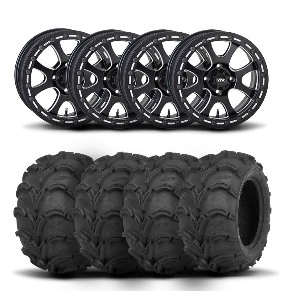 ITP Tsunami 14" Matte Black Wheels And Mud Lite Tires [30x12-14]
