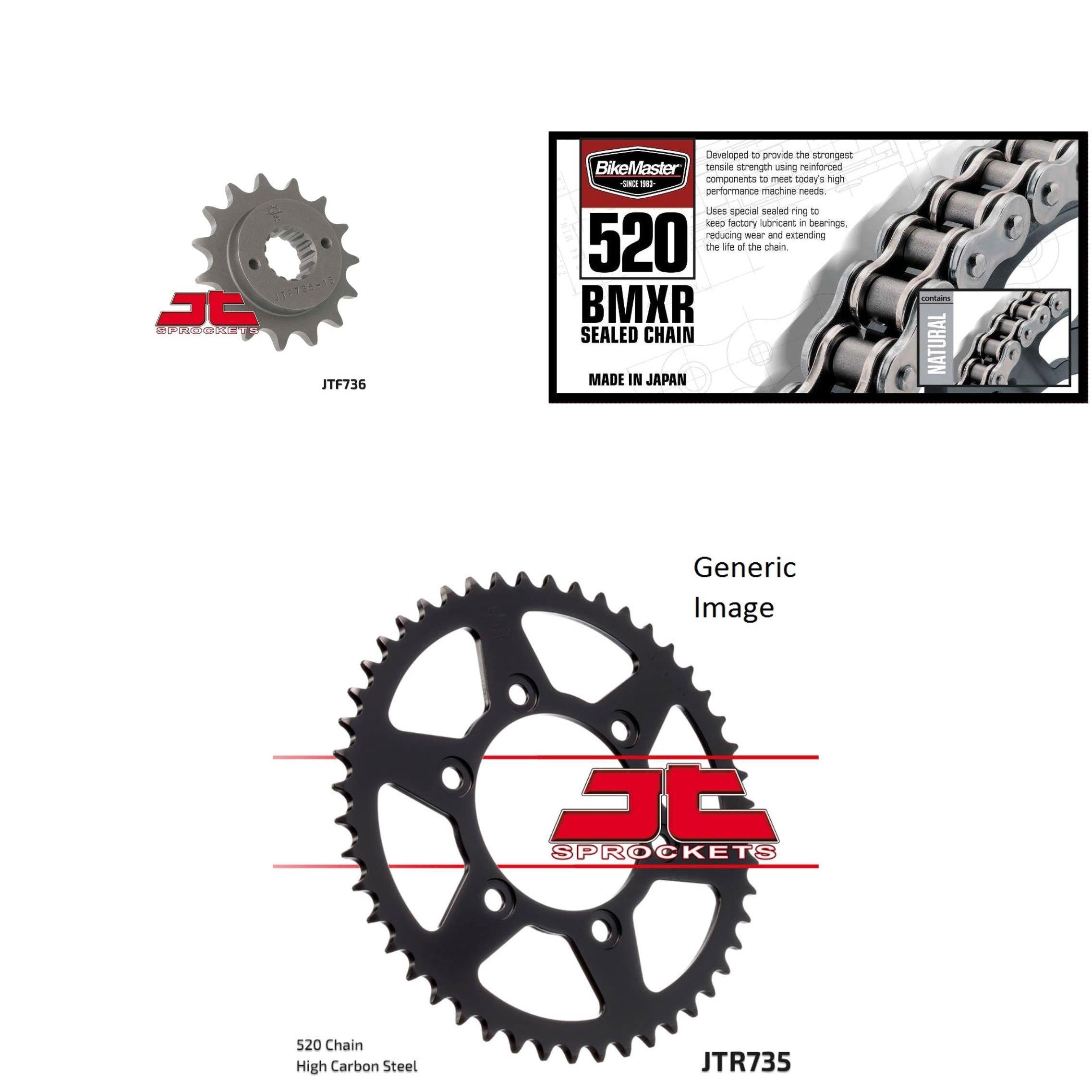 520 BMXR Chain Nat,Front & Rear Sprocket Kit DUCATI 620 Multi Strada Dark 2006
