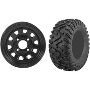 Set of 2 Mounted Wheel and Tire Kit Wheel: 12x7 4+3 4/110 Tire: 27x11-12 6 Ply