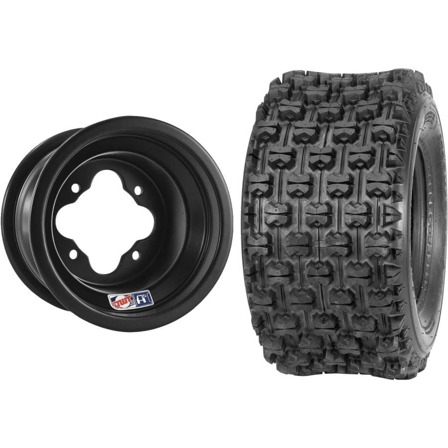 Set of 2 Mounted Wheel and Tire Kit Wheel: 9x8 3+5 4/110 Tire: 20x10-9 4 Ply