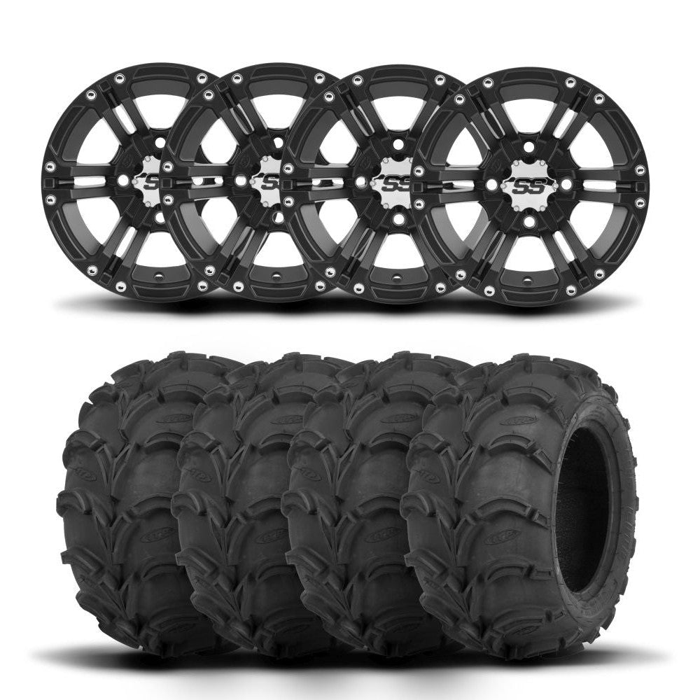 ITP SS212 12" Matte Black Wheels And Mud Lite Tires [28x12-12]