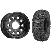 Set of 2 Mounted Wheel and Tire Kit Wheel: 12x7 5+2 4/110 Tire: 25x8-12 6 Ply