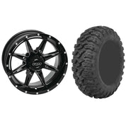Set of 2 Mounted Wheel and Tire Kit Wheel: 14x7 5+2 4/110 Tire: 27x9-14 8 Ply