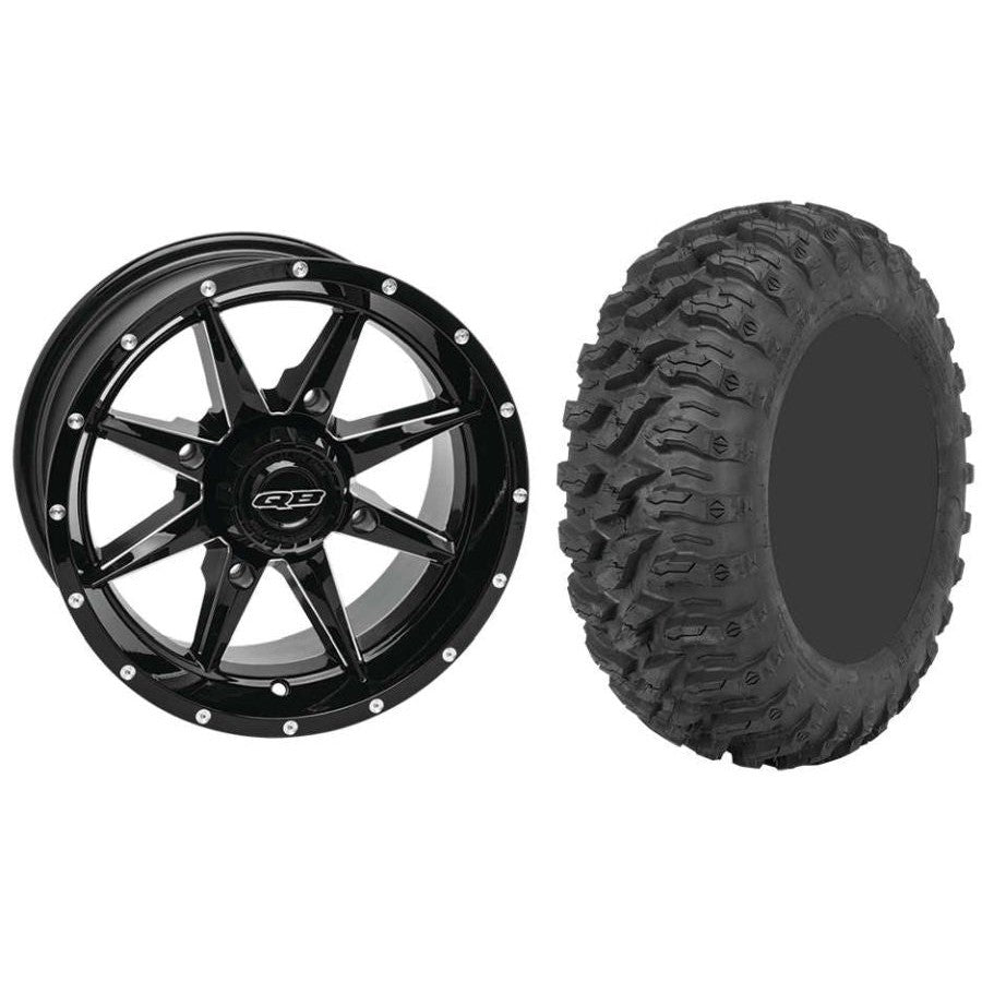 Set of 2 Mounted Wheel and Tire Kit Wheel: 14x7 5+2 4/110 Tire: 27x9-14 8 Ply