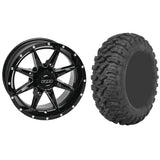 Set of 2 Mounted Wheel and Tire Kit Wheel: 14x7 5+2 4/110 Tire: 27x9-14 8 Ply