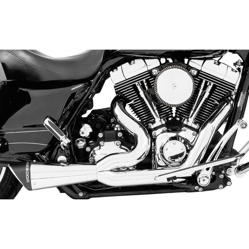 Freedom Performance Combat 2 Into 1 Shorty Exhaust Chrome With Black Sculpted Tip HD00852