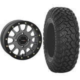 Set of 2 Mounted Wheel and Tire Kit Wheel: 14x7 5+2 4/137 Tire: 28x10-14 8 Ply