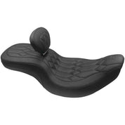 Mustang One Piece Wide Tripper Seat Diamond Stitch With Backrest Black 79666