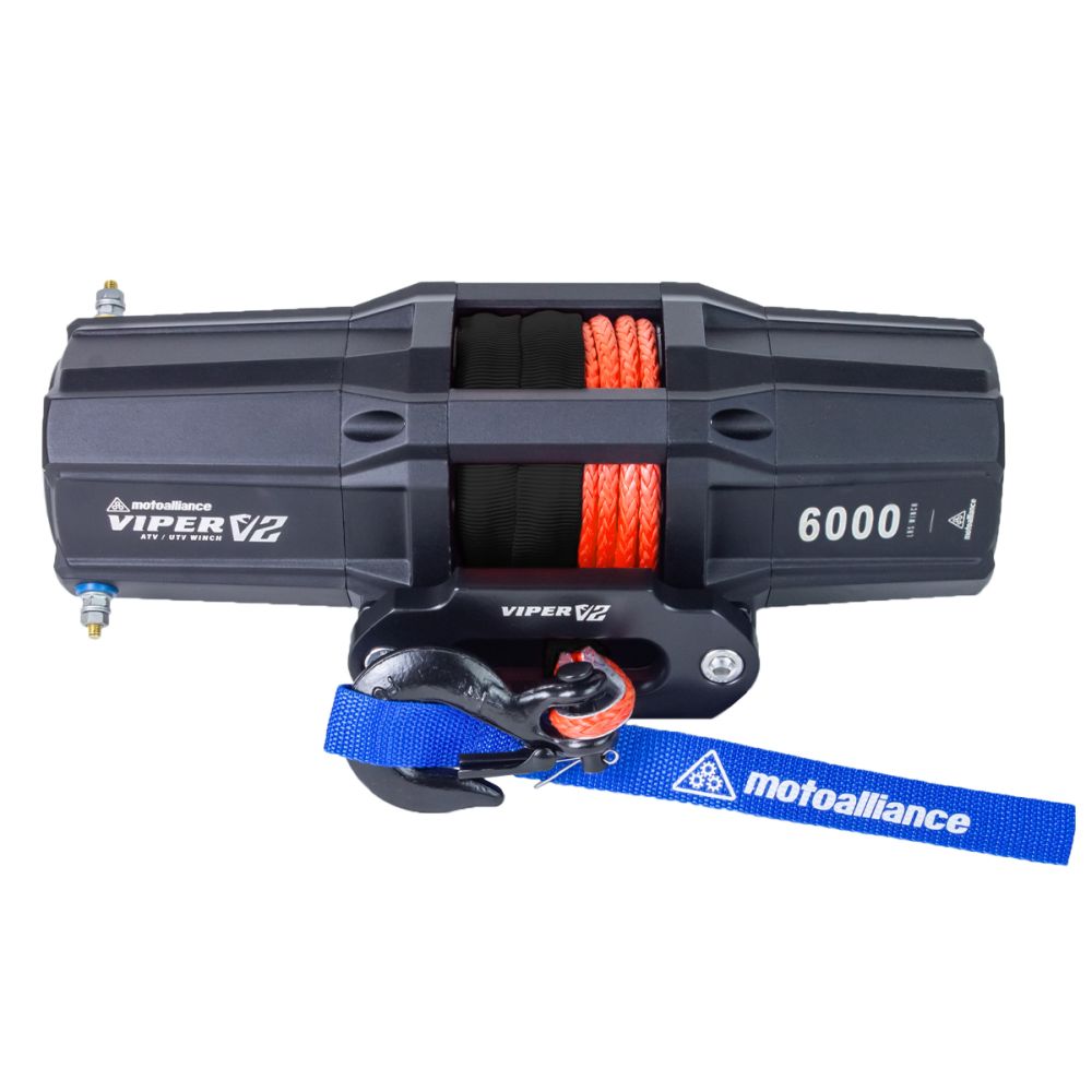 Viper V2 UTV Winch Kit 6000 lb Standard Spool With 40 Feet Orange Synthetic Rope With Mount For Polaris RZR Models 2015-2021