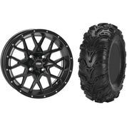 Set of 2 Mounted Wheel and Tire Kit Wheel: 12x7 5+2 4/110 Tire: 27x11-12 6 Ply