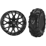 Set of 2 Mounted Wheel and Tire Kit Wheel: 12x7 5+2 4/110 Tire: 27x11-12 6 Ply